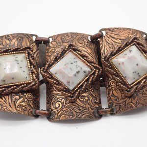 Vintage Creamy Confetti and Copper Bracelet.